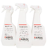 Schnelldesinfektionsmittel, gebrauchsfertig in Sprühflaschen oder Kanistern. Z.B. ALBILEX Destofix.