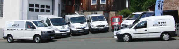 Mit einem gut ausgerstetem Fuhrpark ist die Firma Gro Netzanalyse jederzeit mobil auch bei Ihnen.
