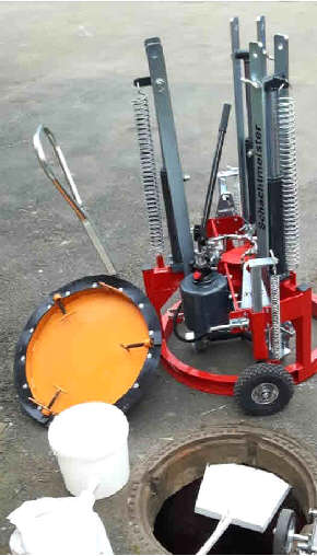 Schachtrahmenheber, Mrtelschaufel Schachtabsperrplatte